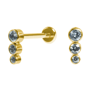 LABRET AÇO PVD R/I MINI CLUSTER 3 PEDRAS