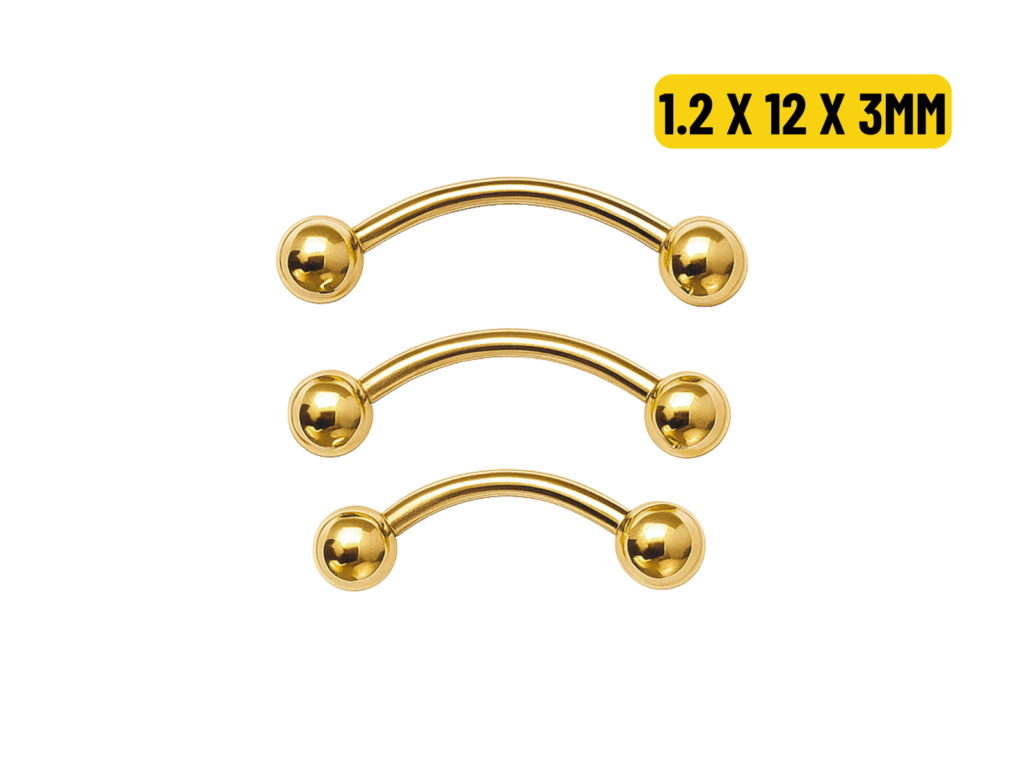 MICRO CURVO PVD GOLD - 1.2 X 12 X 3MM