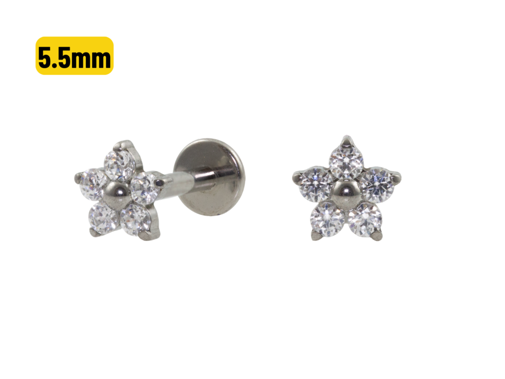 LABRET TITÂNIO R/I FLOR C/ ZIRCÔNIA MAIOR