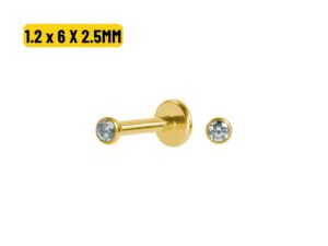 LABRET TITÂNIO PVD PONTO DE LUZ PUSH PIN – 1.2 x 6 X 2.5MM