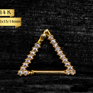 TRIÂNGULO CLICKER OURO 14K CRAVEJ - 1.2 X 15/14MM - AAO38G
