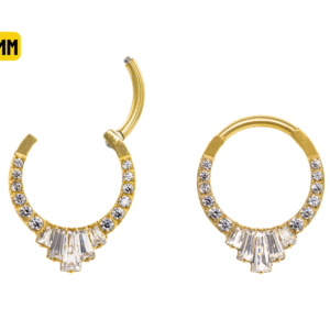 SEGMENTO TIT PVD GOLD CLICKER CRAVEJADA C/ ZIRCÔNIA - 10MM
