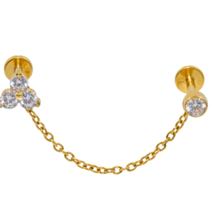 LABRET TITÂNIO PVD GOLD R/INTERNA CORRENTINHA TRINITY