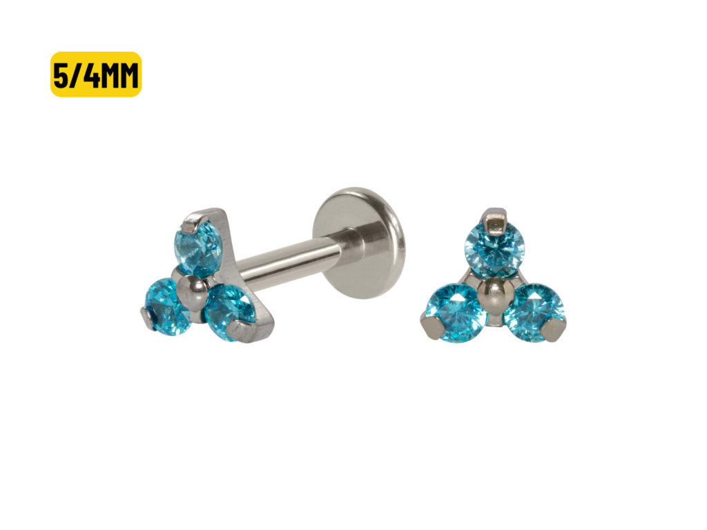 LABRET TITÂNIO R/I TRINITY C/ ZIRCÔNIA 5/4MM - AZUL
