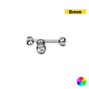 MICRO RETO TITÂNIO NATURAL C/ STRASS 1.2 X 8 X 3MM