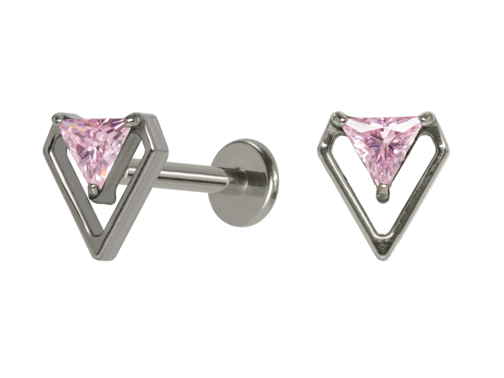 LABRET TITÂNIO R/I DIAMANTE C/ ZIRCÔNIA - ROSA