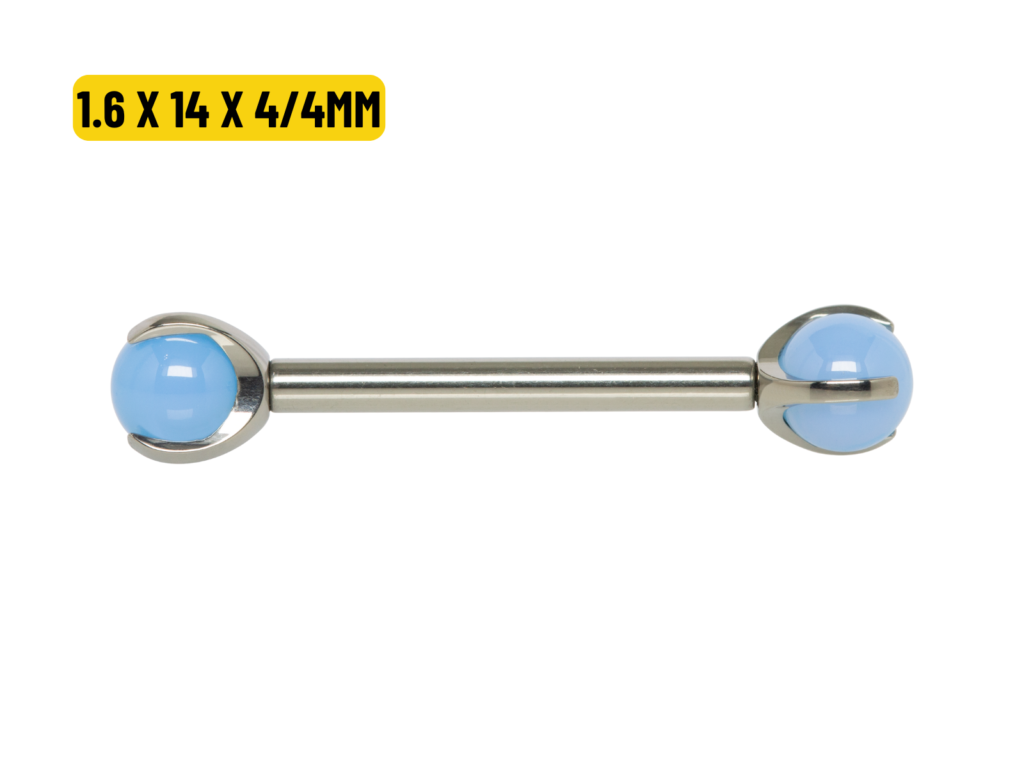 MAMILO TITÂNIO R/I C/ QUARTZO AZUL - 1.6 X 14 X 4/4MM