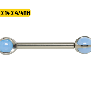 MAMILO TITÂNIO R/I C/ QUARTZO AZUL - 1.6 X 14 X 4/4MM