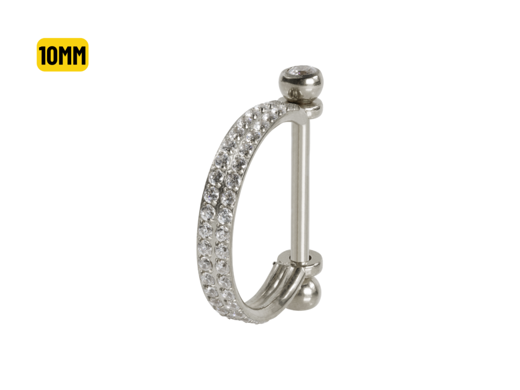 SEMI ARGOLA C/ BARRA AÇO R/I 2 FILEIRAS CRAVEJADAS - 10MM