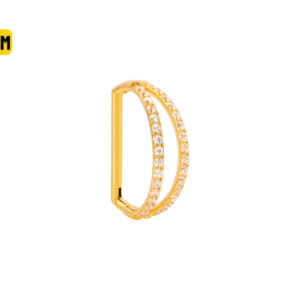 MEIA ARGOLA CLICKER TITÂNIO PVD 2 FILEIRAS C/ PEDRA - 8MM
