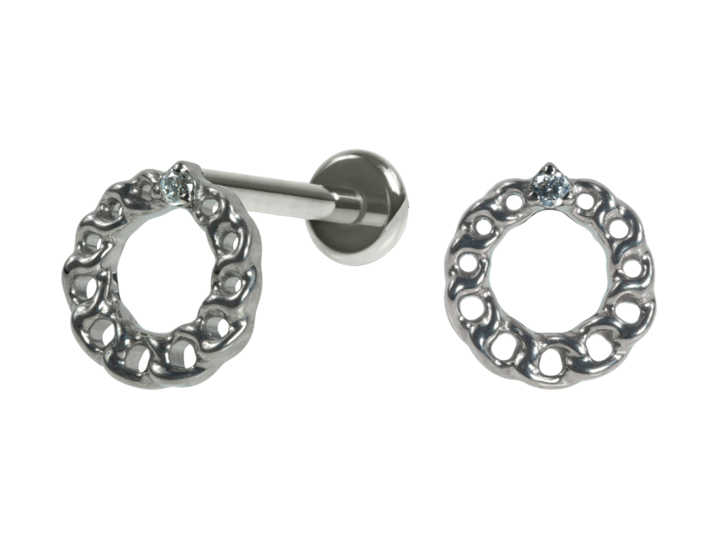 LABRET TITÂNIO R/I CÍRCULO CORRENTE C/ ZIRCÔNIA