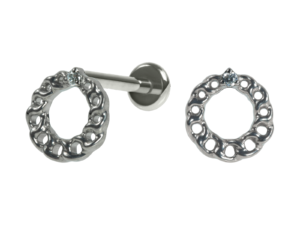 LABRET TITÂNIO R/I CÍRCULO CORRENTE C/ ZIRCÔNIA