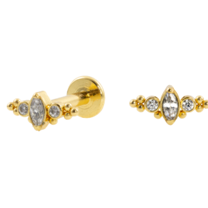 LABRET AÇO R/I INDIANO C/ ZIRCÔNIA - PVD GOLD