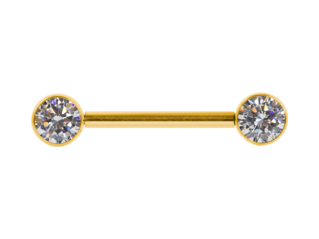 MAMILO TITÂNIO PVD PUSH PIN FLAT C/ ZIRCÔNIA - 1.6 X 14 X 5/5MM