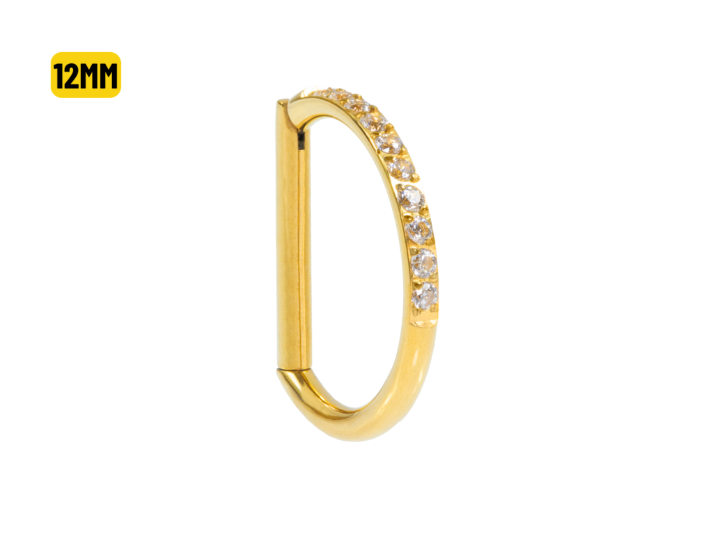 MEIA ARGOLA CLICKER TITÂNIO PVD METADE CRAVEJADA - 12MM