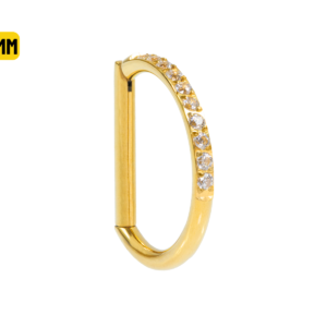 MEIA ARGOLA CLICKER TITÂNIO PVD METADE CRAVEJADA - 12MM