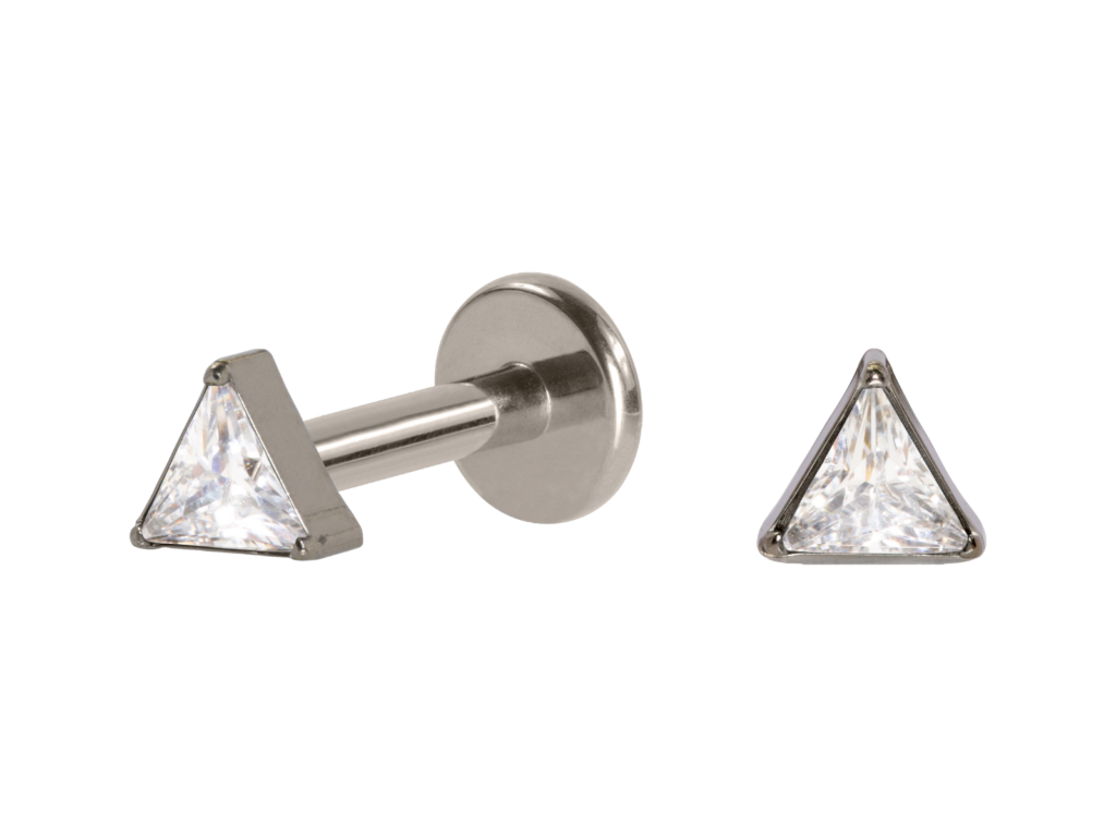 LABRET TITÂNIO R/I TRIÂNGULO C/ ZIRCÔNIA