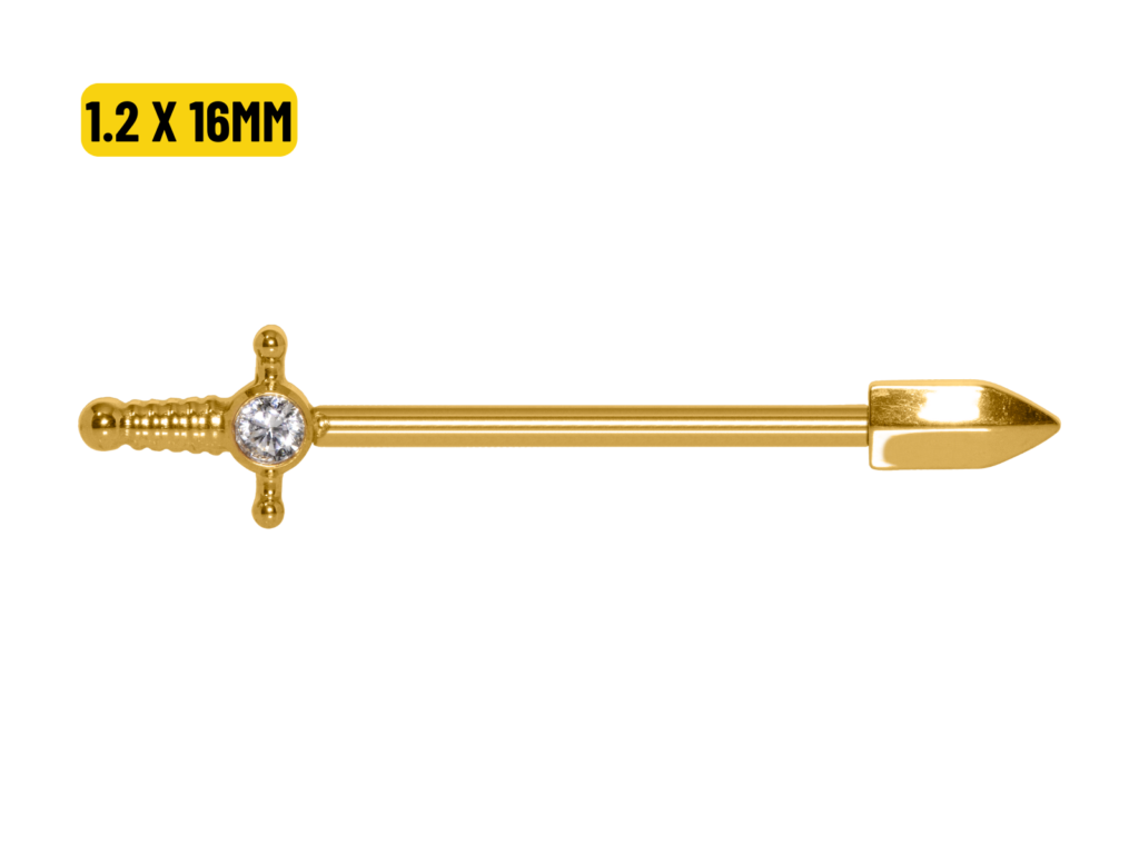 MAMILO TITÂNIO PVD GOLD R/I ADAGA - 1.2 X 16MM