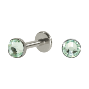 LABRET TITÂNIO R/I FLAT C/ ZIRCÔNIA VERDE - 1.2 X 8 X 4MM