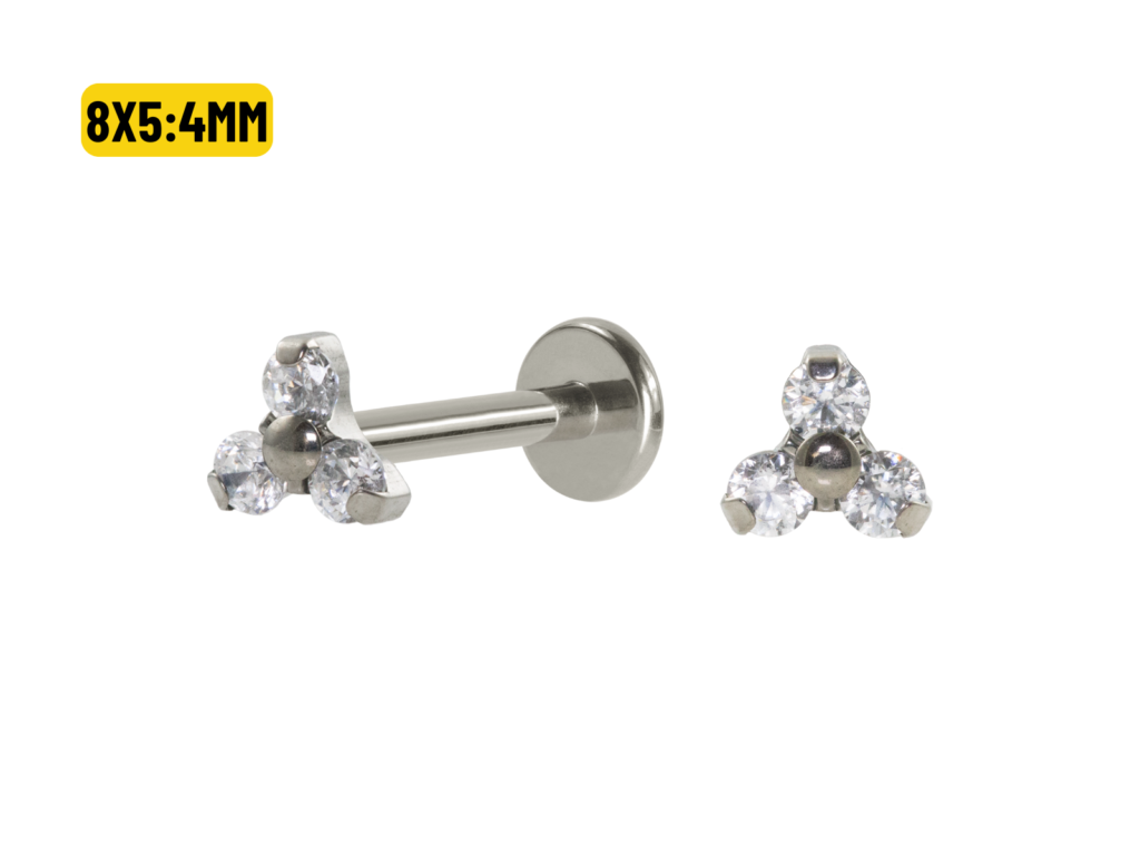 LABRET TITÂNIO R/I TRINITY C/ ZIRCÔNIA 8 X 5:4MM
