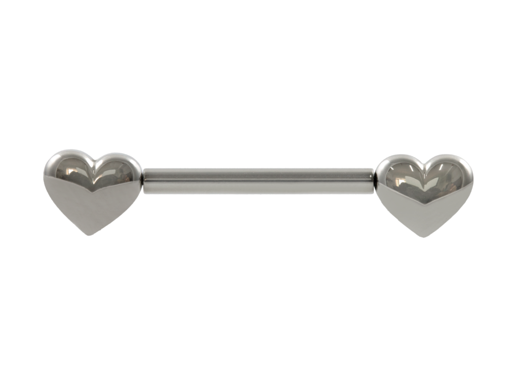 MAMILO TITÂNIO PUSH PIN CORAÇÃO LISO - 1.6 X 14MM