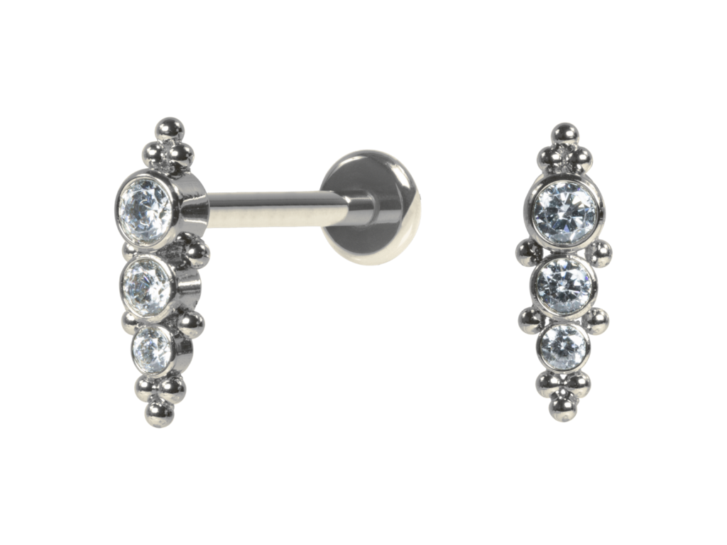 LABRET AÇO R/I INDIANO C/ ZIRCÔNIA
