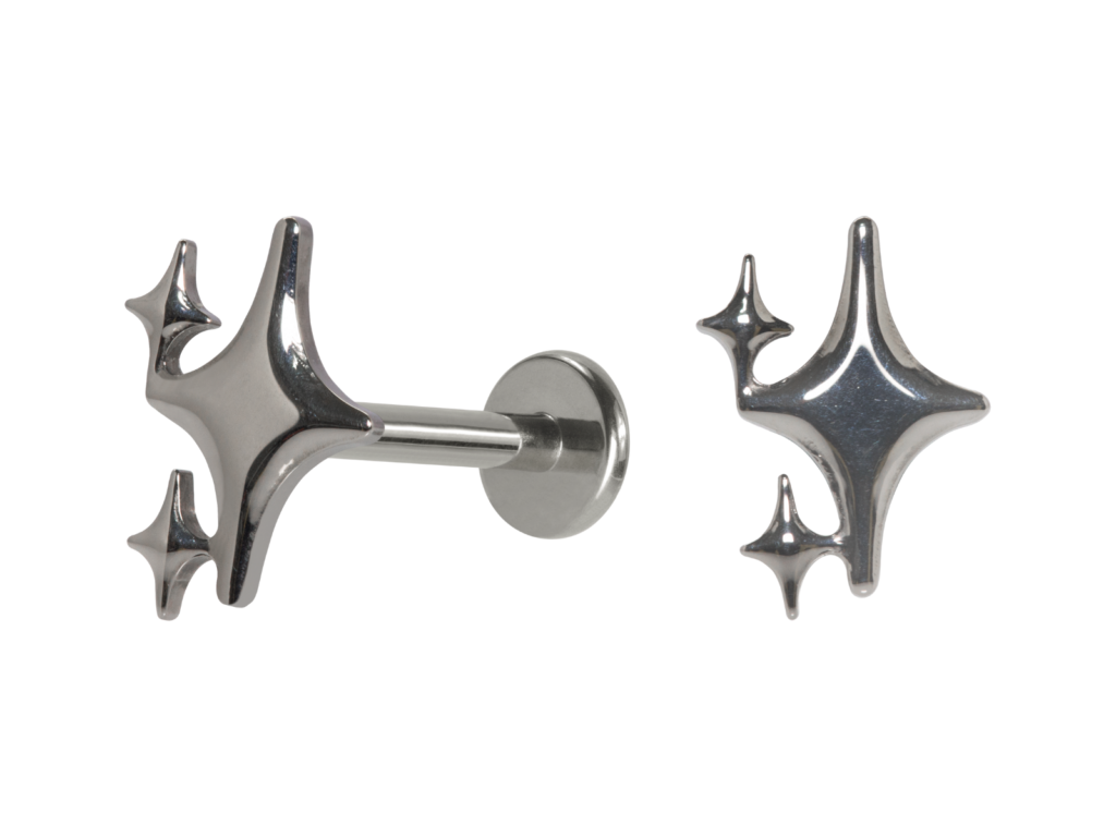 LABRET TITÂNIO R/I ESTRELAS