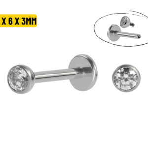 LABRET AÇO R/ INTERNA CRAV. INGLESA - 1.2 X 6 X 3MM