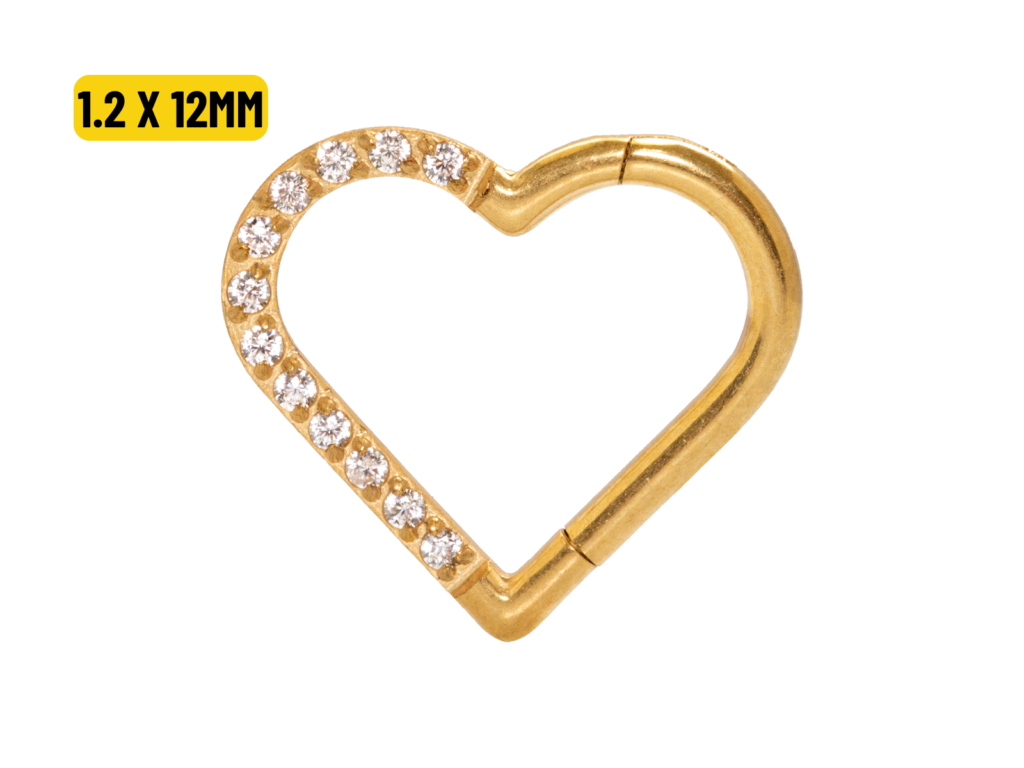 HEART TITÂNIO PVD CLICKER CRAVEJADO 1.2 X 12MM - LADO DIREITO