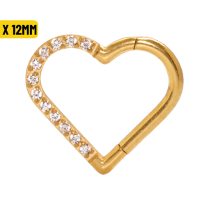 HEART TITÂNIO PVD CLICKER CRAVEJADO 1.2 X 12MM - LADO DIREITO