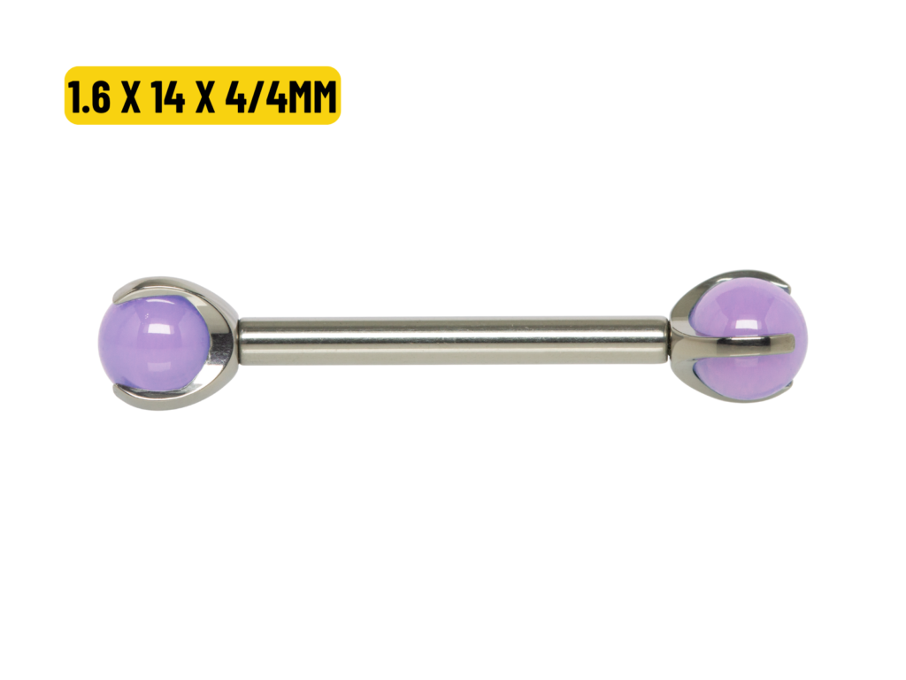 MAMILO TITÂNIO R/I AMETISTA - 1.6 X 14 X 4/4MM