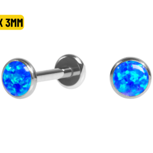 LABRET TITÂNIO R/I FLAT C/ OPALA AZUL ESCURO - 8 X 3MM