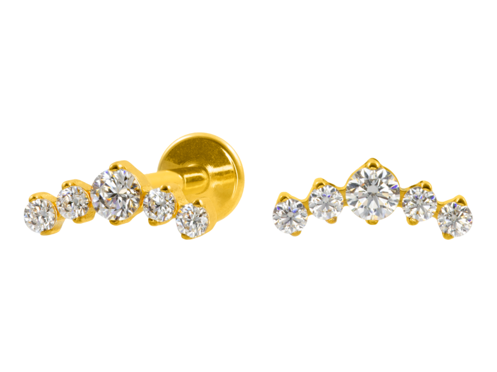 LABRET TITÂNIO PVD R/I CLUSTER 5 PEDRAS MINI