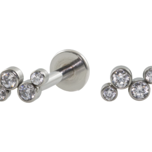 LABRET AÇO R/I 4 ZIRCÔNIAS FLAT
