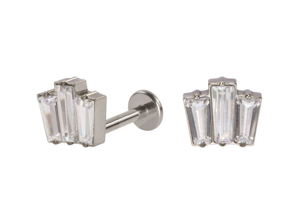 LABRET TITÂNIO R/I COROA C/ ZIRCÔNIA
