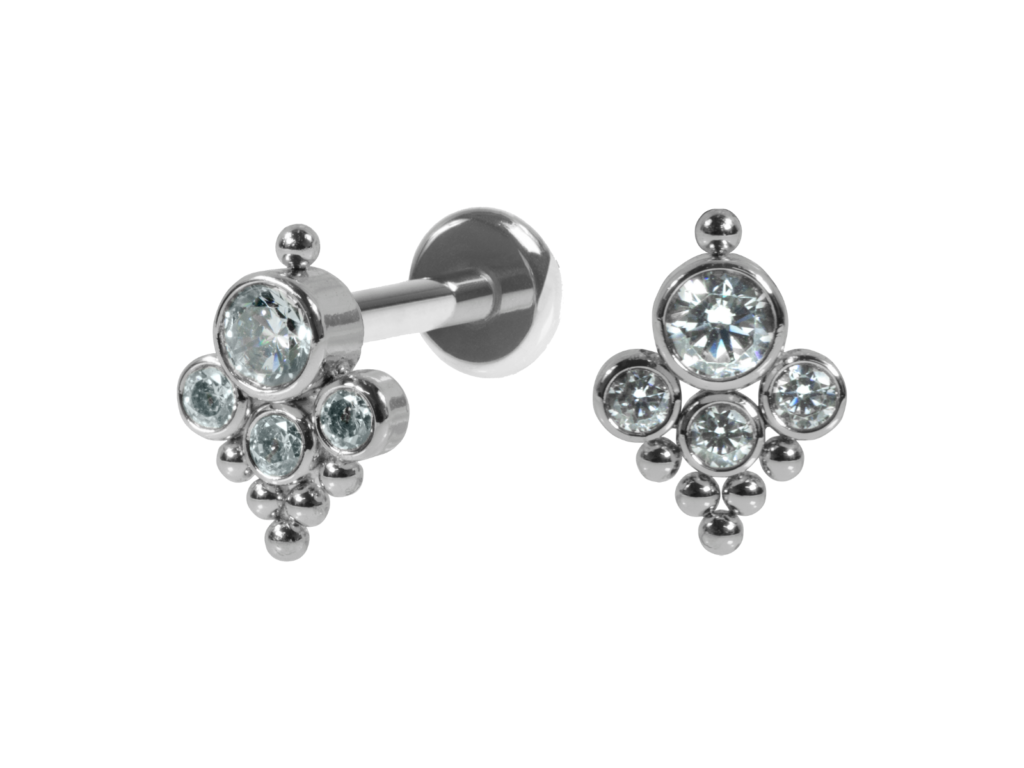 LABRET AÇO R/I INDIANO C/ ZIRCÔNIA