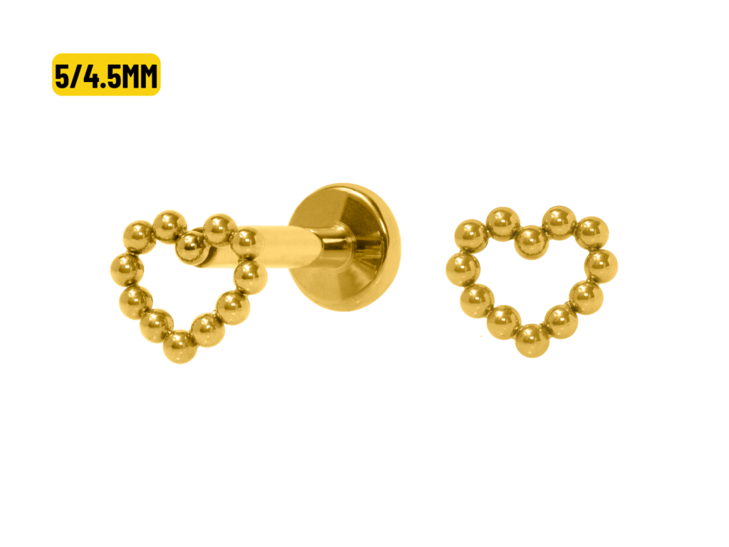 LABRET TITÂNIO R/I CORAÇÃO VAZADO PVD GOLD - 5/4.5MM