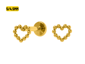 LABRET TITÂNIO R/I CORAÇÃO VAZADO PVD GOLD – 5/4.5MM