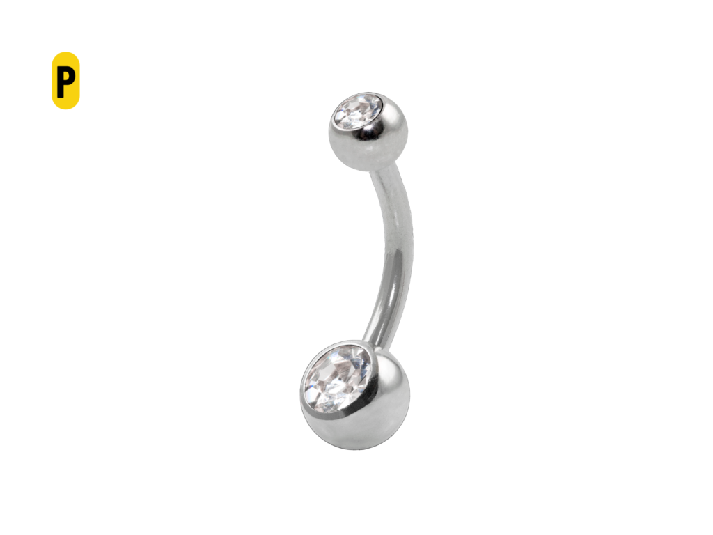 BANANA BELL AÇO C/ STRASS 2 PEDRAS BRANCO - P