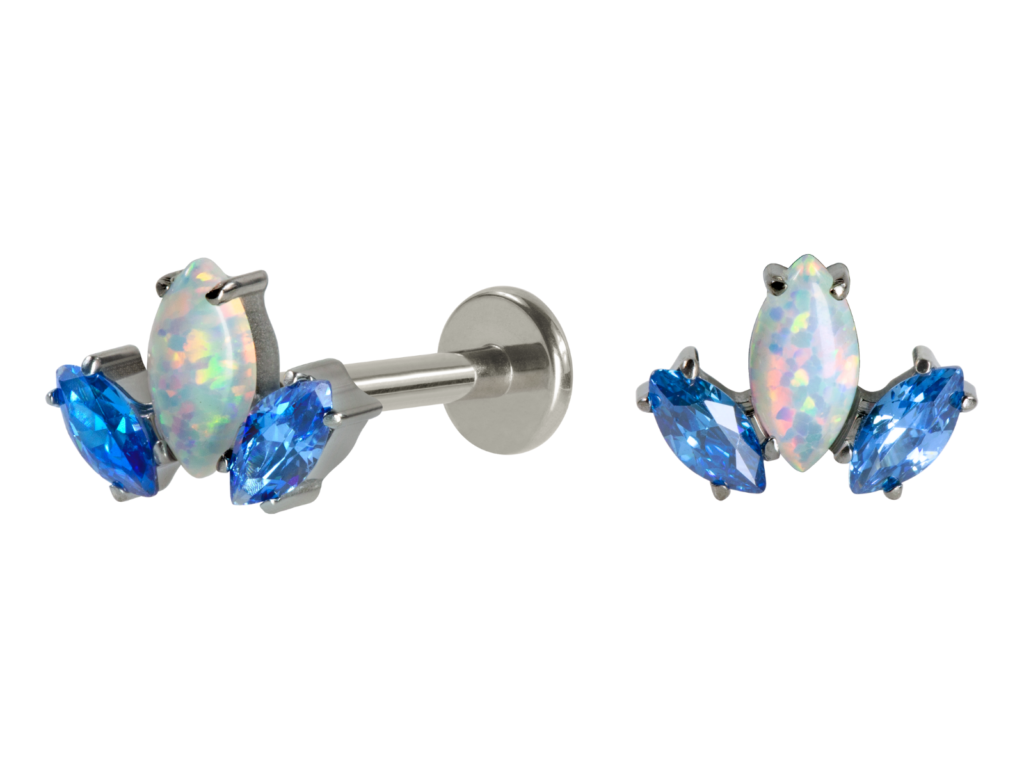 LABRET TITÂNIO R/I LÓTUS OPALA / ZIRCÔNIA - AZUL