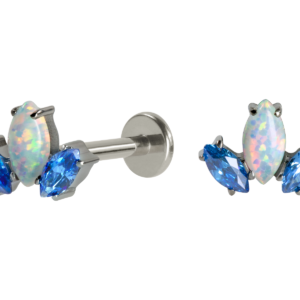 LABRET TITÂNIO R/I LÓTUS OPALA / ZIRCÔNIA - AZUL