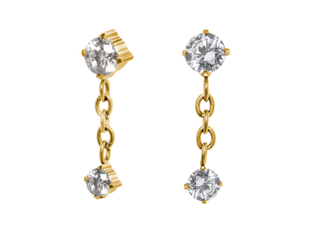TOPO TITÂNIO PVD 0.9 (1.2MM) - 2 ZIRCÔNIAS C/ CORRENTE
