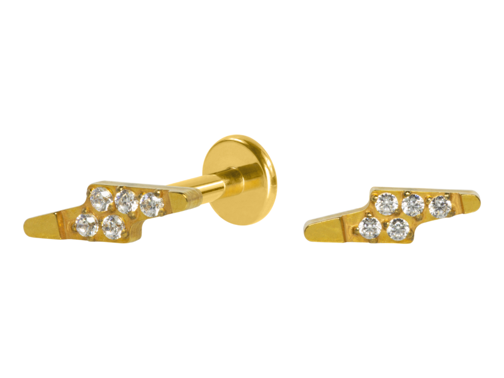 LABRET AÇO R/I RAIO CRAVEJADO MENOR - PVD GOLD