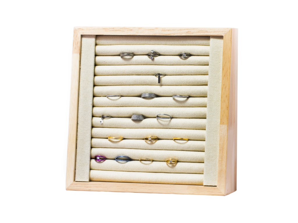 EXPOSITOR MADEIRA QUADRADO 15X15CM - BEGE