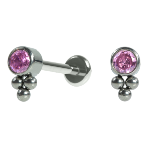 LABRET TITÂNIO R/I INDIANO C/ ZIRCÔNIA ROSA