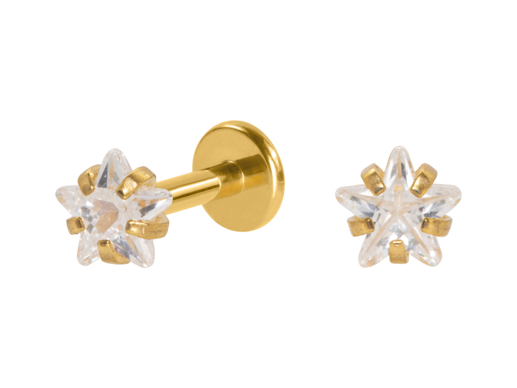 LABRET AÇO PVD R/I ESTRELA C/ ZIRCÔNIA - 3MM