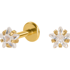 LABRET AÇO PVD R/I ESTRELA C/ ZIRCÔNIA - 3MM