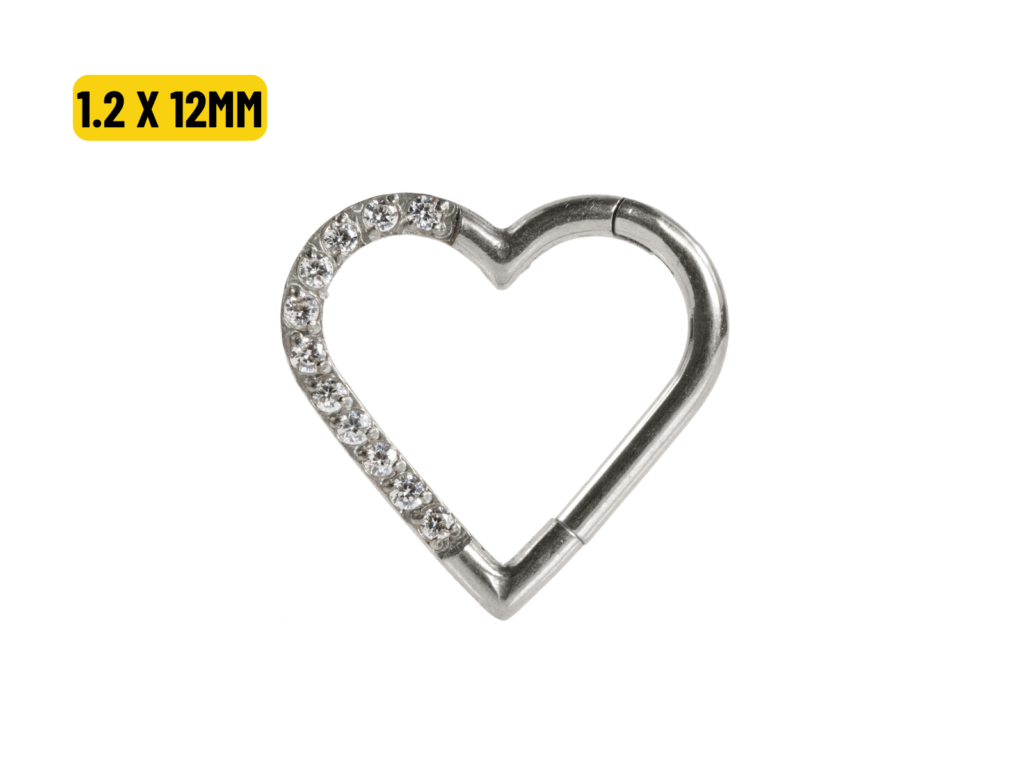 HEART TITÂNIO CLICKER CRAVEJADO 1.2 X 12MM - LADO DIREITO