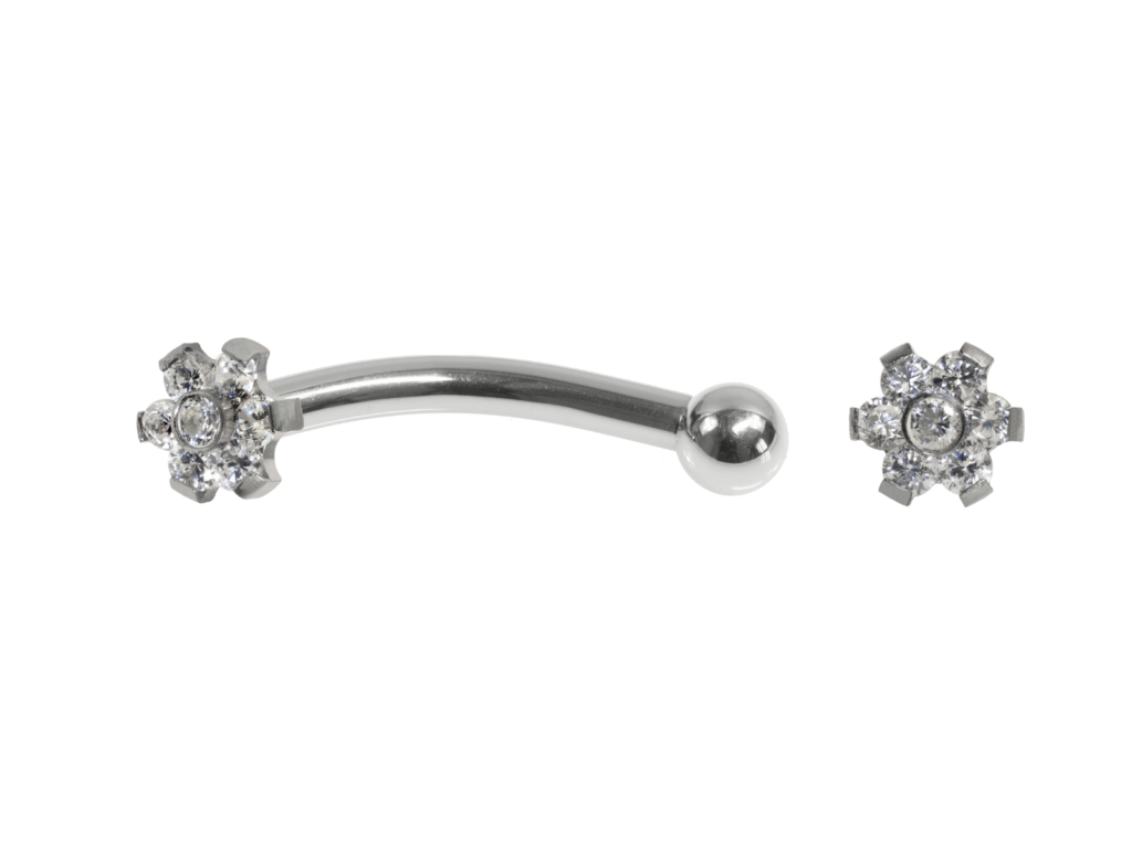 MICRO CURVO TITÂNIO R/I FLOR C/ ZIRCÔNIA - 1.2 X 10MM