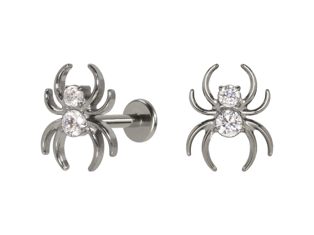 LABRET TITÂNIO R/I ARANHA C/ PEDRA